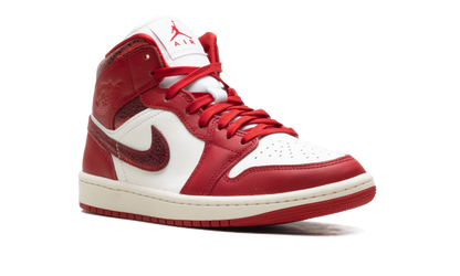 Air Jordan 1 Mid WMNS "Red Cracked Leather" HJ9337 106