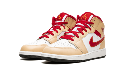 Air Jordan 1 Mid GS "Beige / Red" 554725 201
