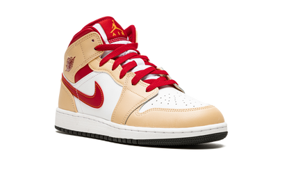Air Jordan 1 Mid GS "Beige / Red" 554725 201