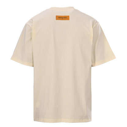 Louis Vuitton Short-Sleeve T-Shirt with Small Blue Floral Embroidered Lettering