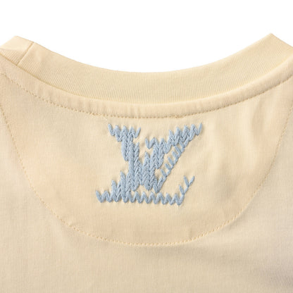 Louis Vuitton Blue Short-Sleeve T-Shirt with Knitted Embroidery