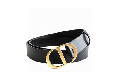 Dior Black Calfskin Belt with Gold Buckle