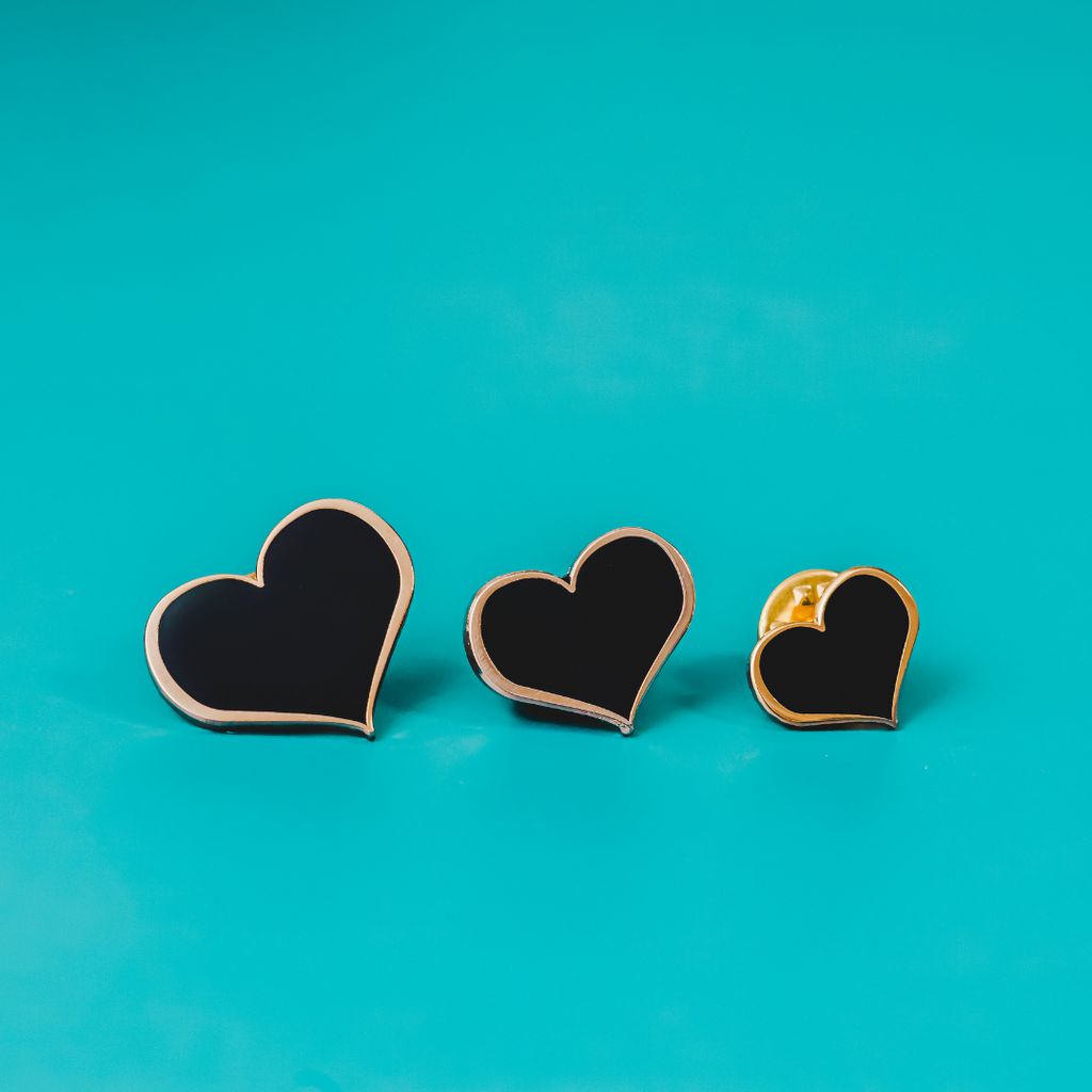 Black Heart Enamel Pin – ½-inch Subtle Gothic Accent (Also 1, ¾, and ¼-inch)