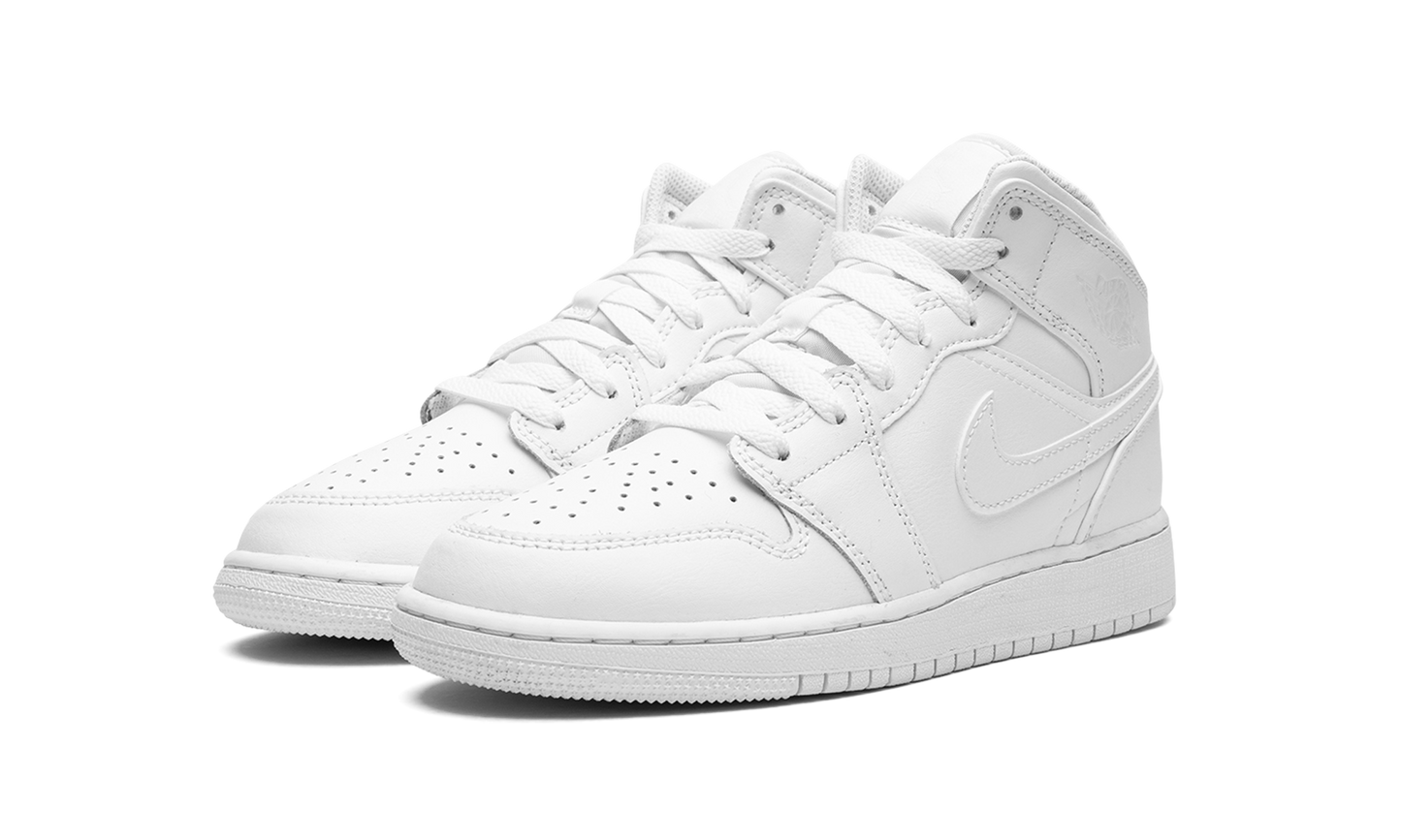 Air Jordan 1 Mid GS "Triple White 2023" 554725 136