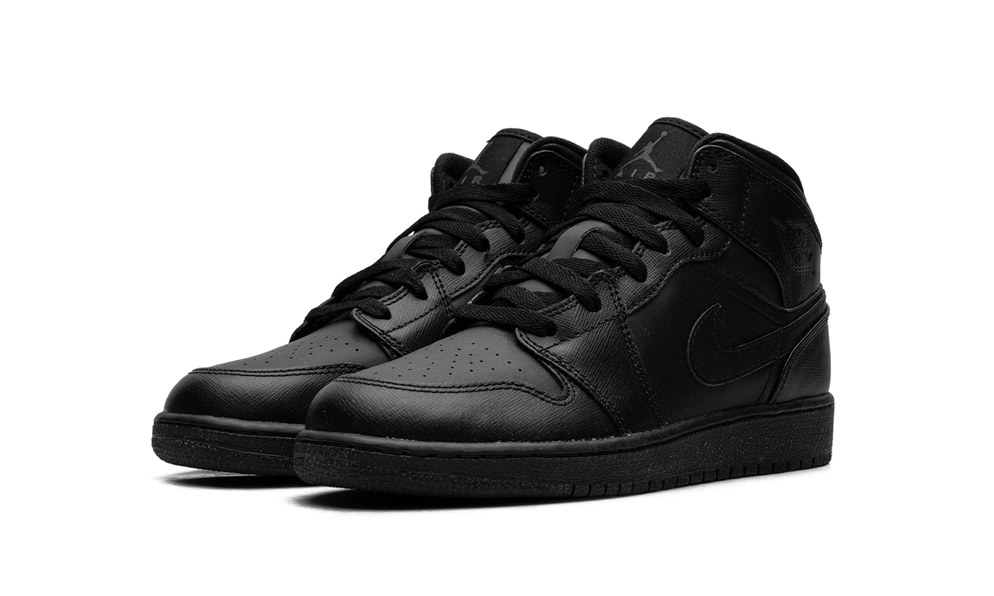 Air Jordan 1 Mid GS "Triple Black" 554725 010