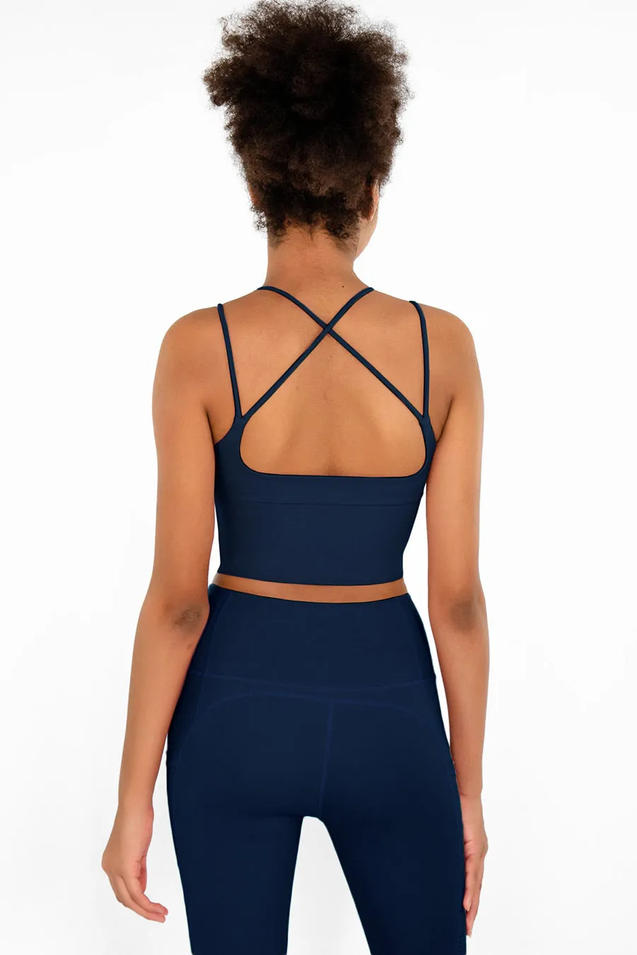 4 for $54 - Navy Blue Kelly Strappy Long Line Padded Sports Bra - Women