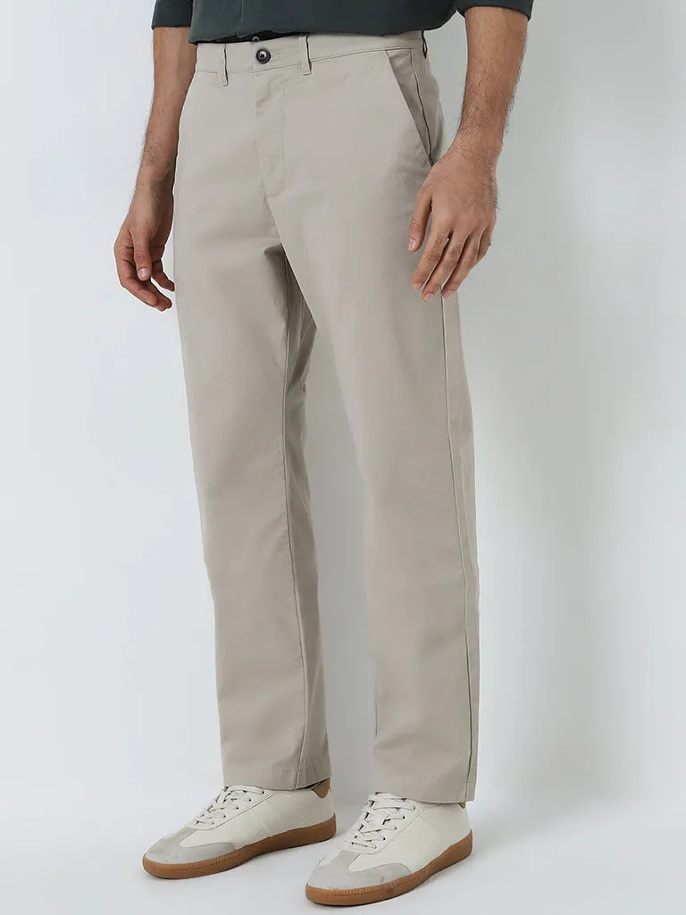 Ascot Beige Relaxed-Fit Mid-Rise Cotton-Blend Chinos