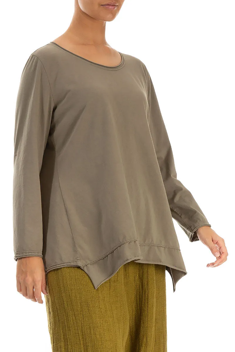 Asymmetric Hem Silver Sage Cotton Blouse