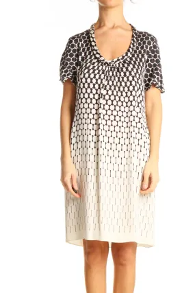 Beige Day Graphic Shift Dress