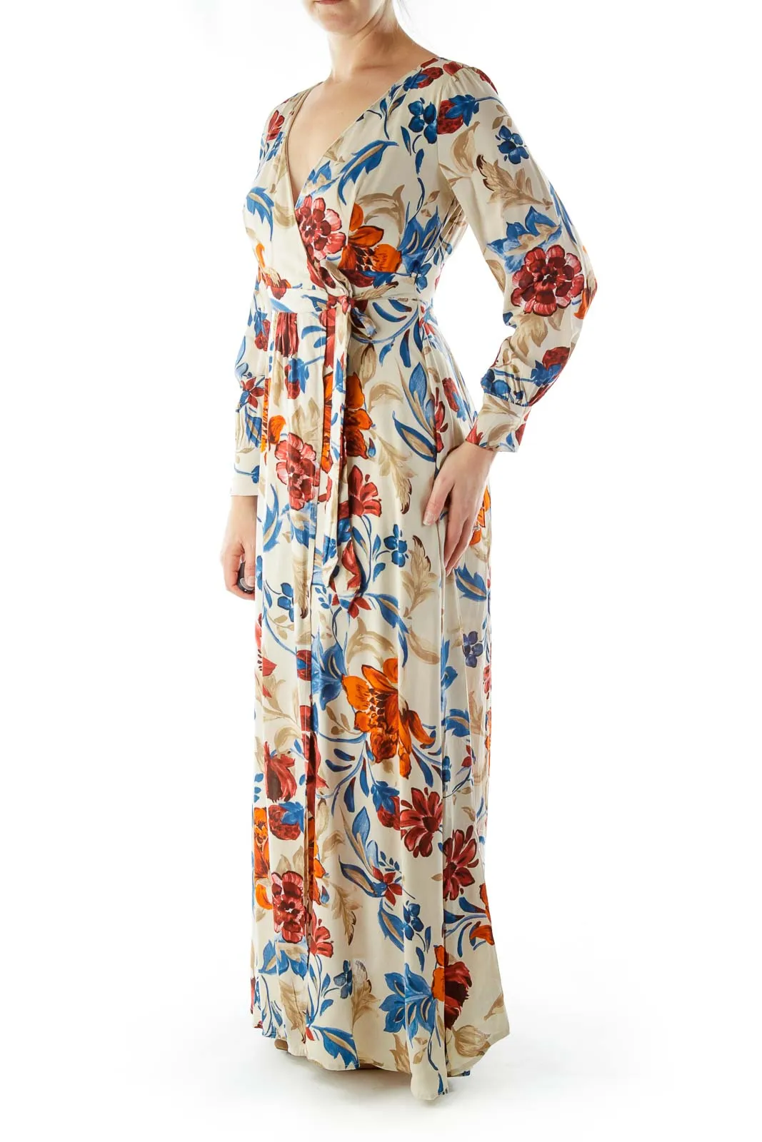 Beige Floral Maxi Dress