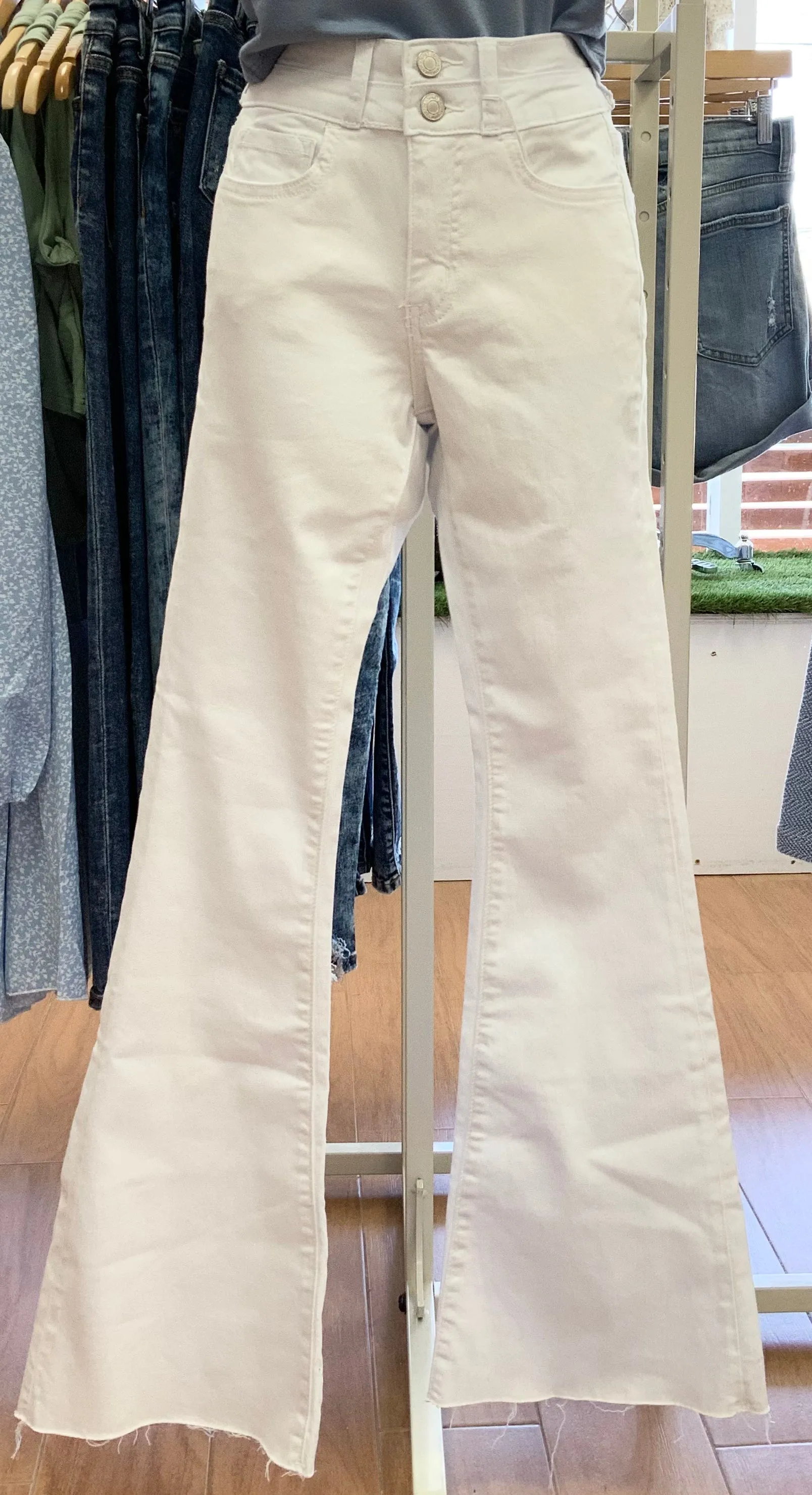 Bella White High-Rise Flair Jeans