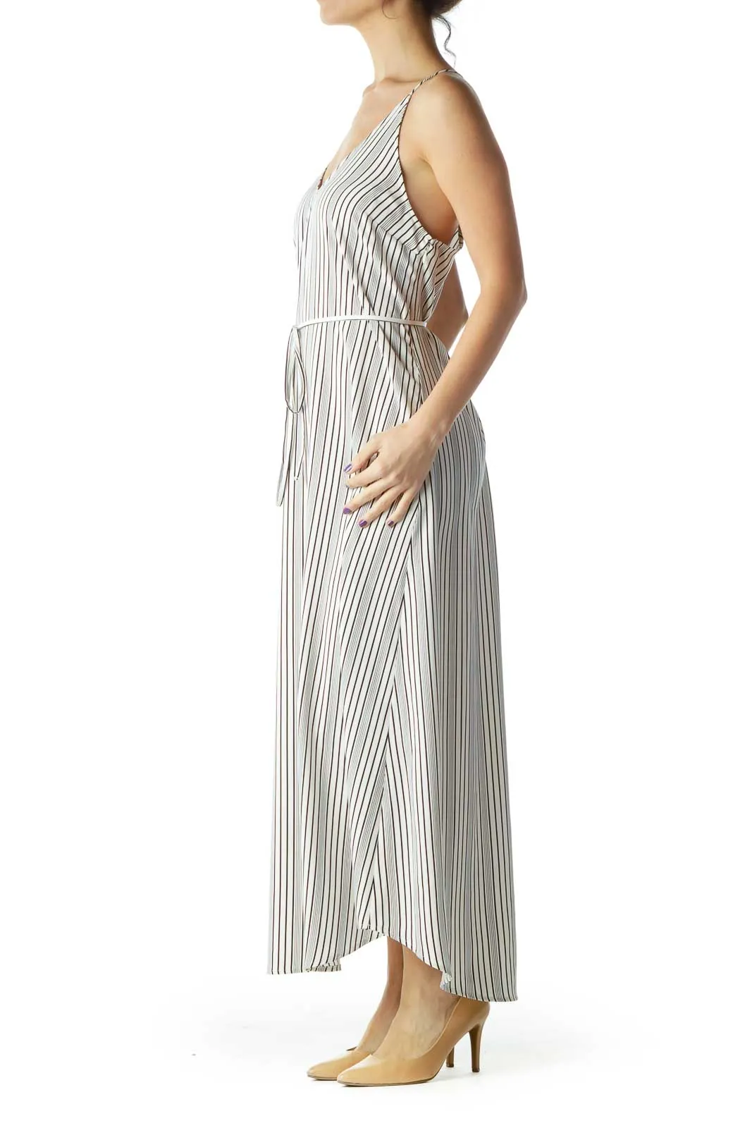 Black Cream Stripe Maxi Dress