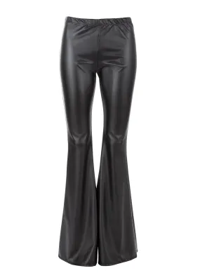 Black Faux Leather Bell Bottoms Flare Pants