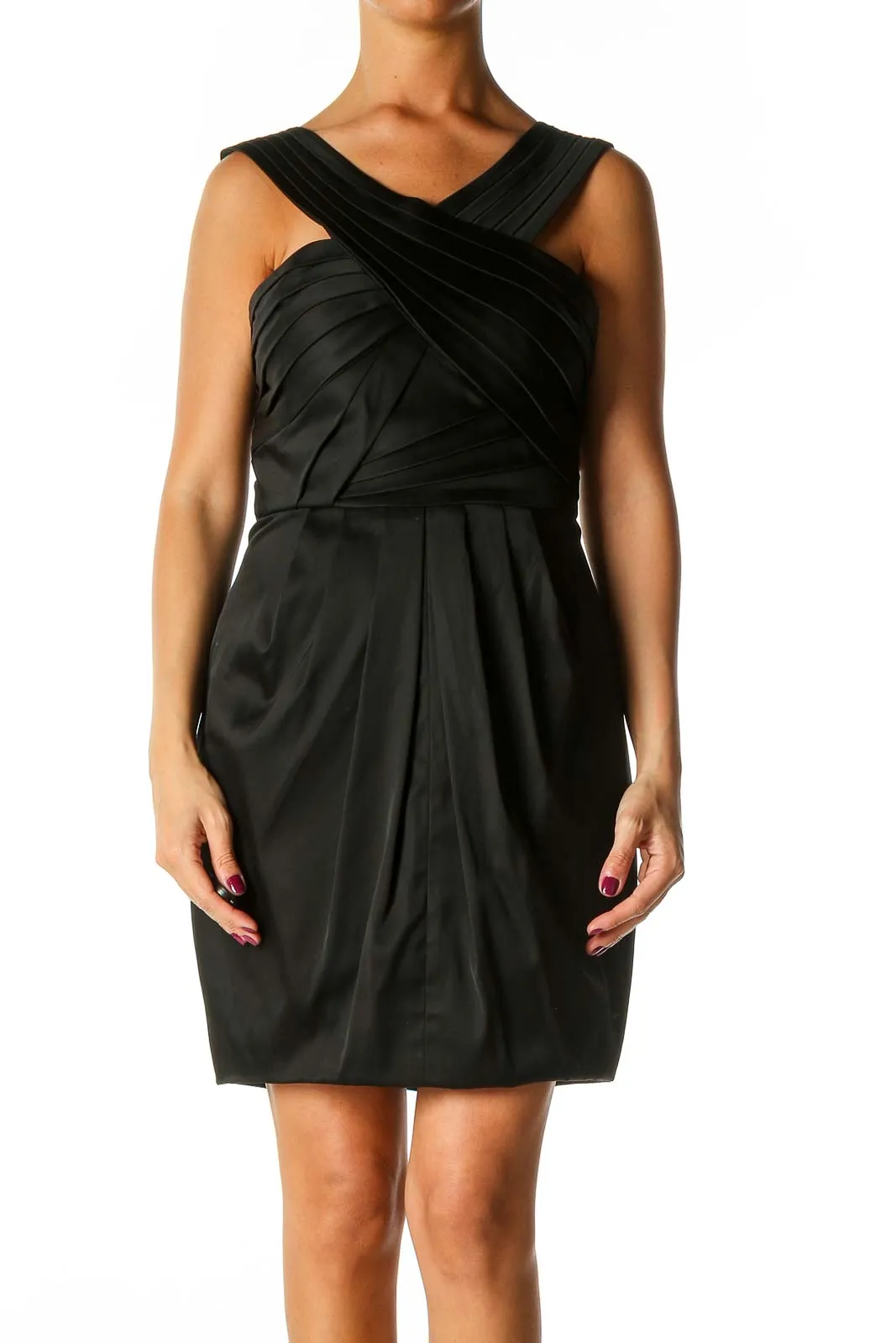 Black Solid Cocktail Shift Dress