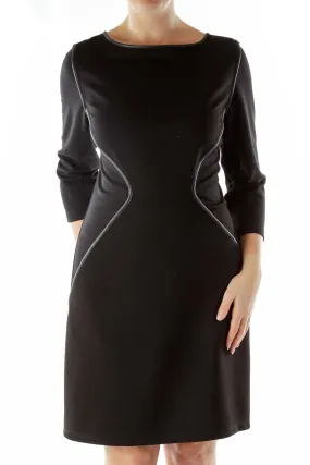 Black Textured Shift Dress