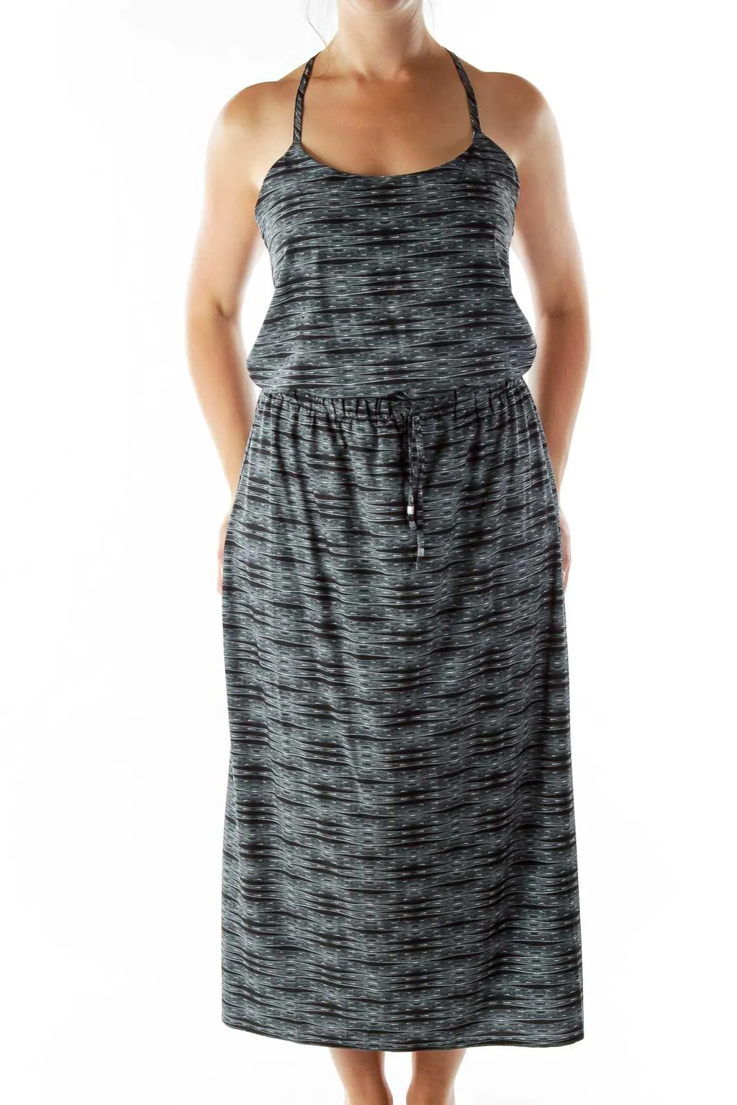 Black White Print Maxi Dress