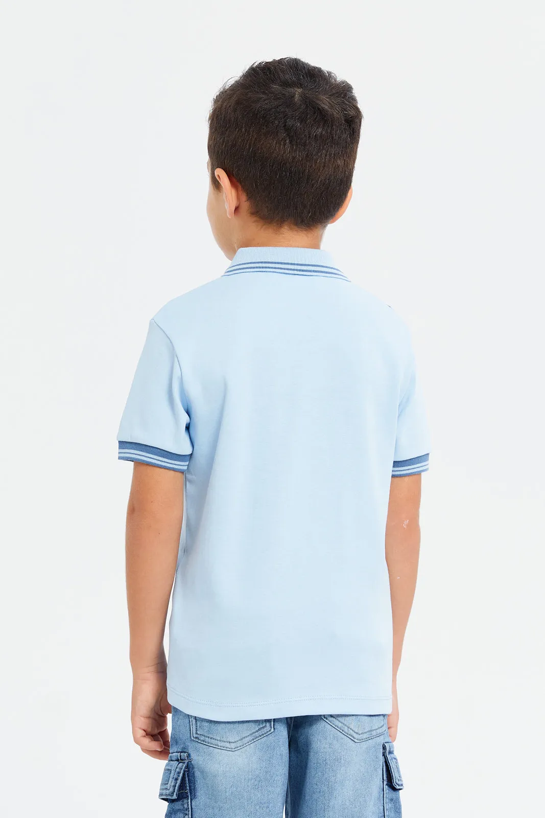 Boys Short Sleeve Striped Polo T-Shirt