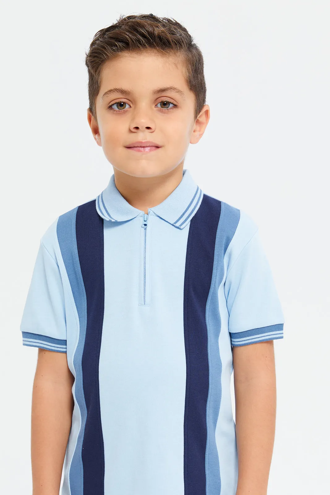 Boys Short Sleeve Striped Polo T-Shirt