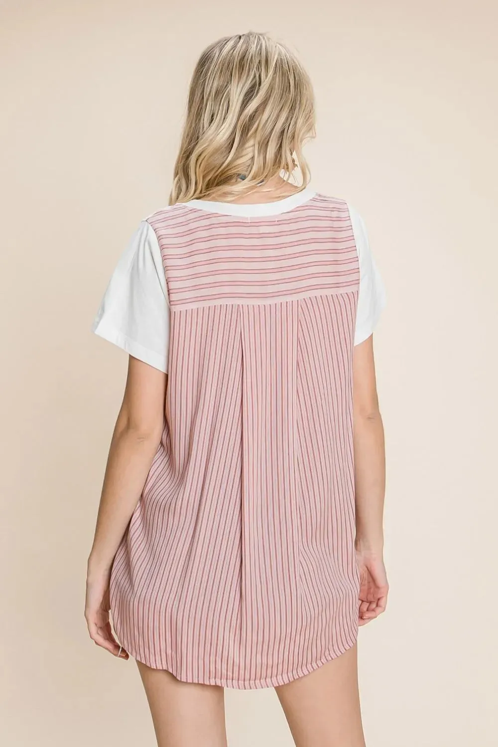 by Nu Label Contrast Striped Short Sleeve T-Shirt