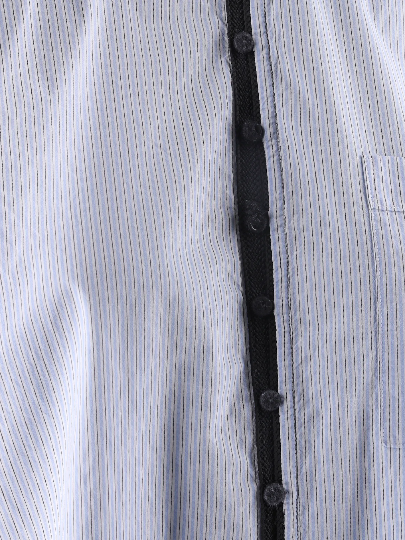 collarless striped cotton shirt