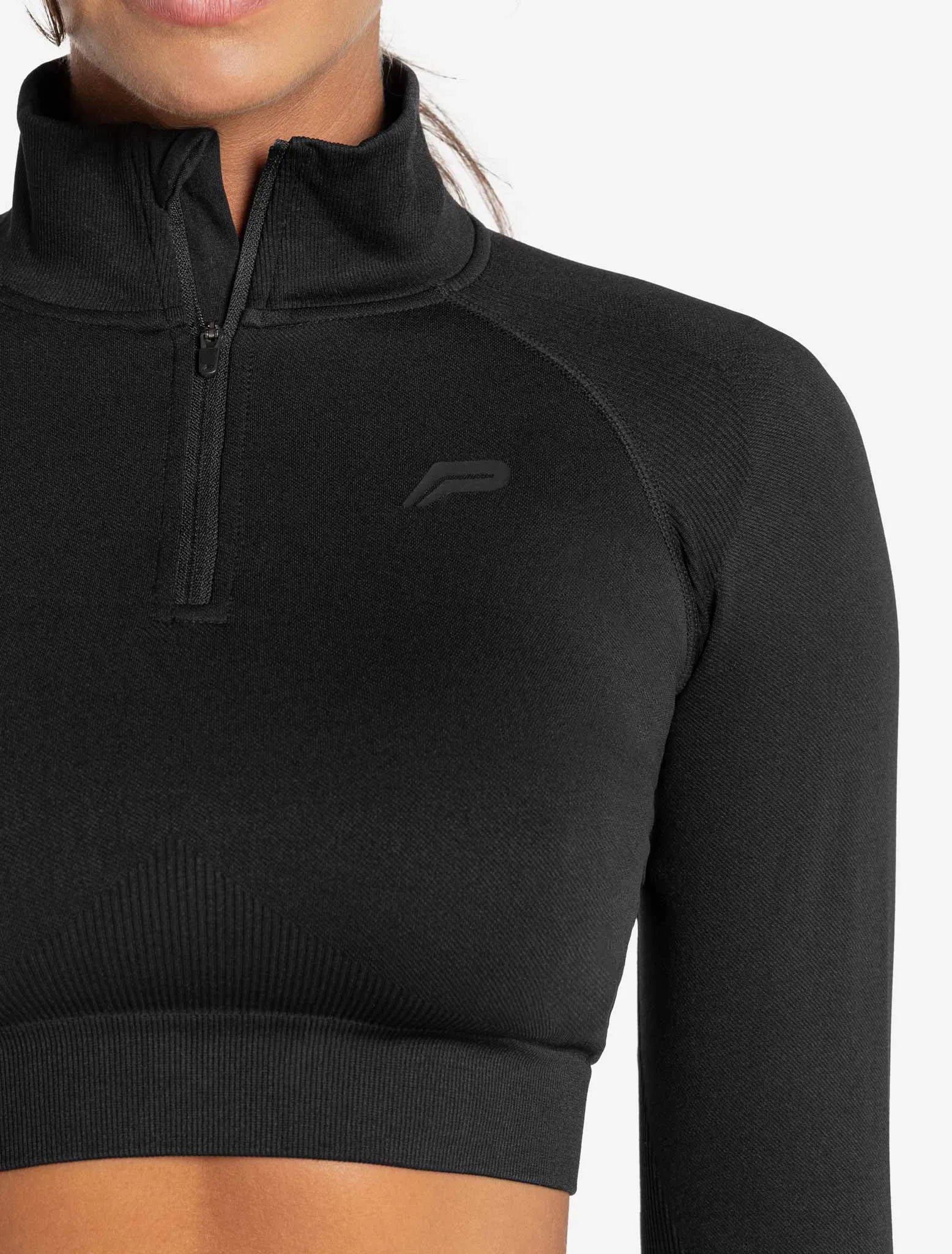 Core Seamless Crop 1/2 Zip - Blackout