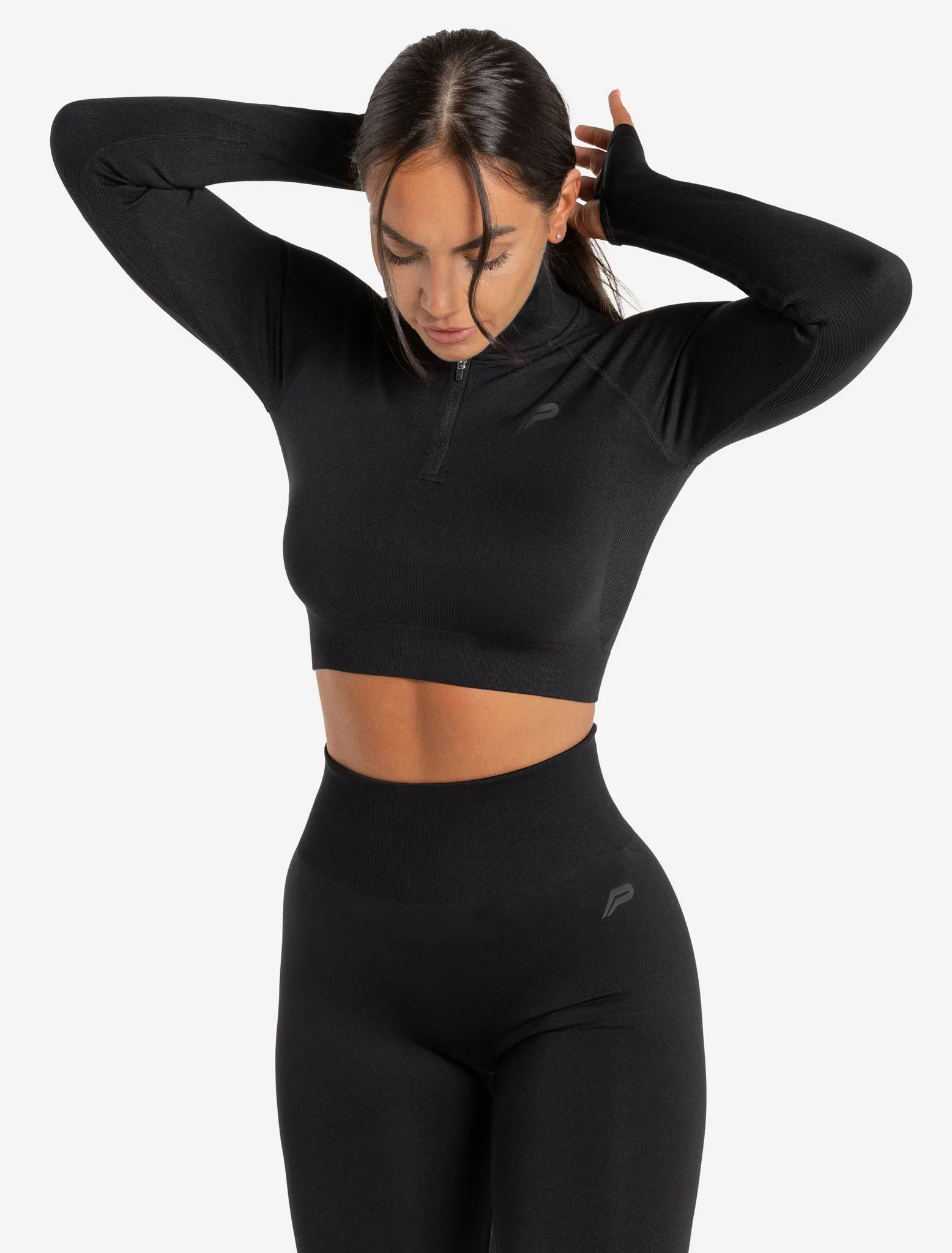 Core Seamless Crop 1/2 Zip - Blackout