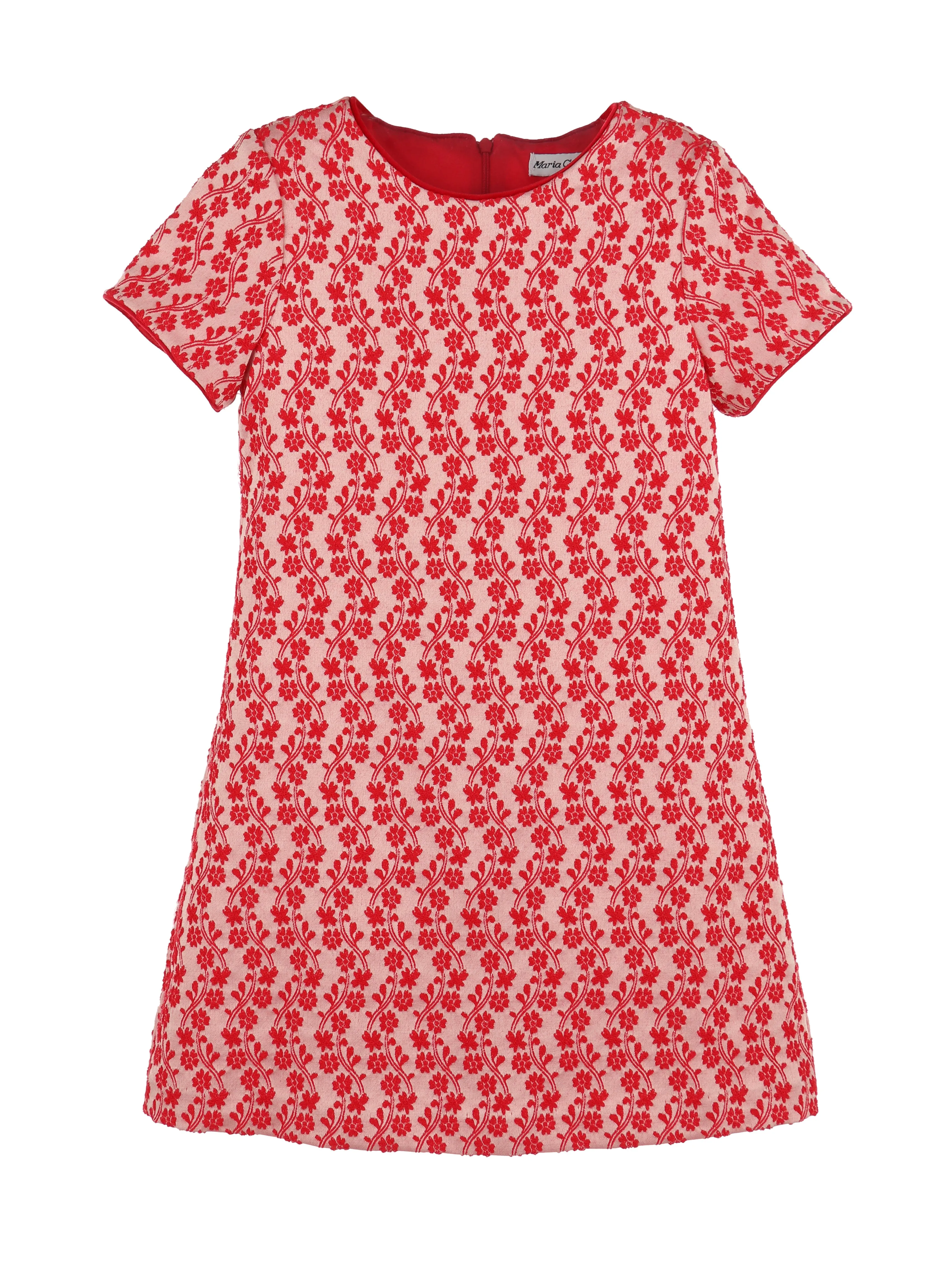 Crimson Vine Floral Shift Dress