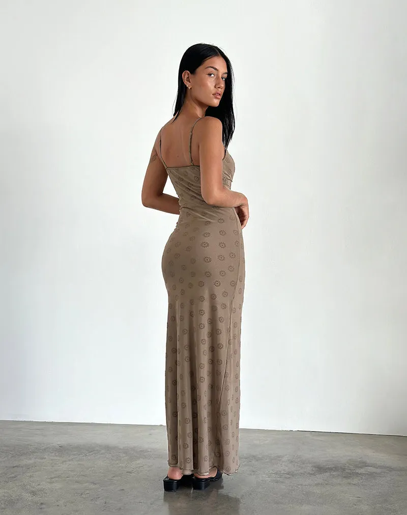 Darsih Maxi Dress in Daisy Flock Light Brown