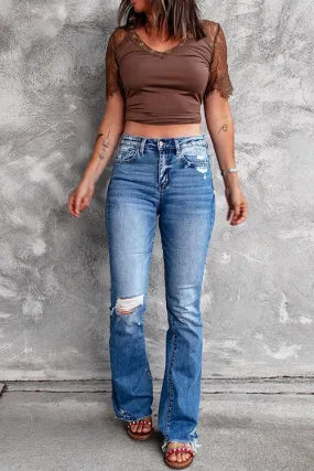 Febedress Distressed Bell Bottoms Ripped Jeans