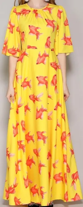 Fish Print Maxi Dress