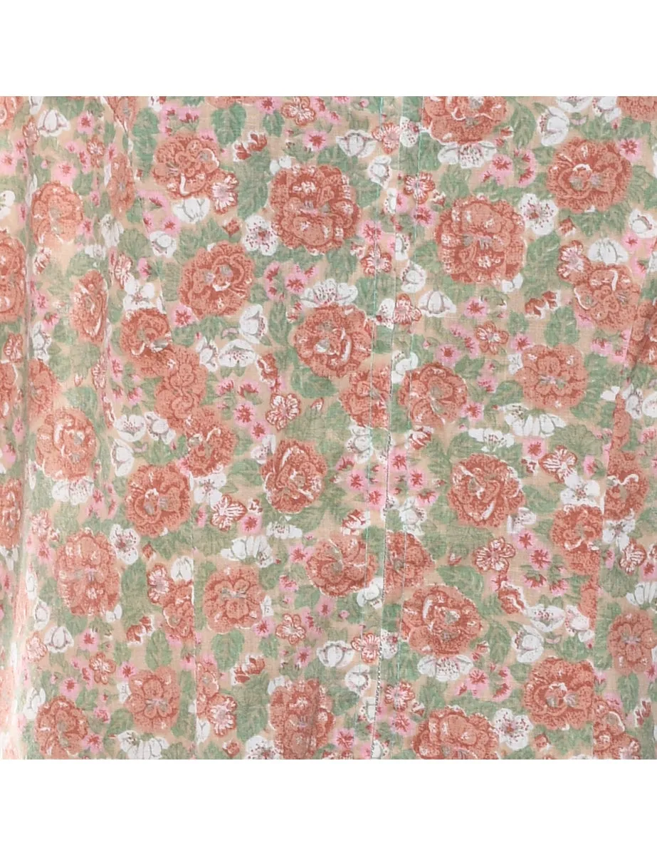 Floral Print Vintage Shift Dress - XL