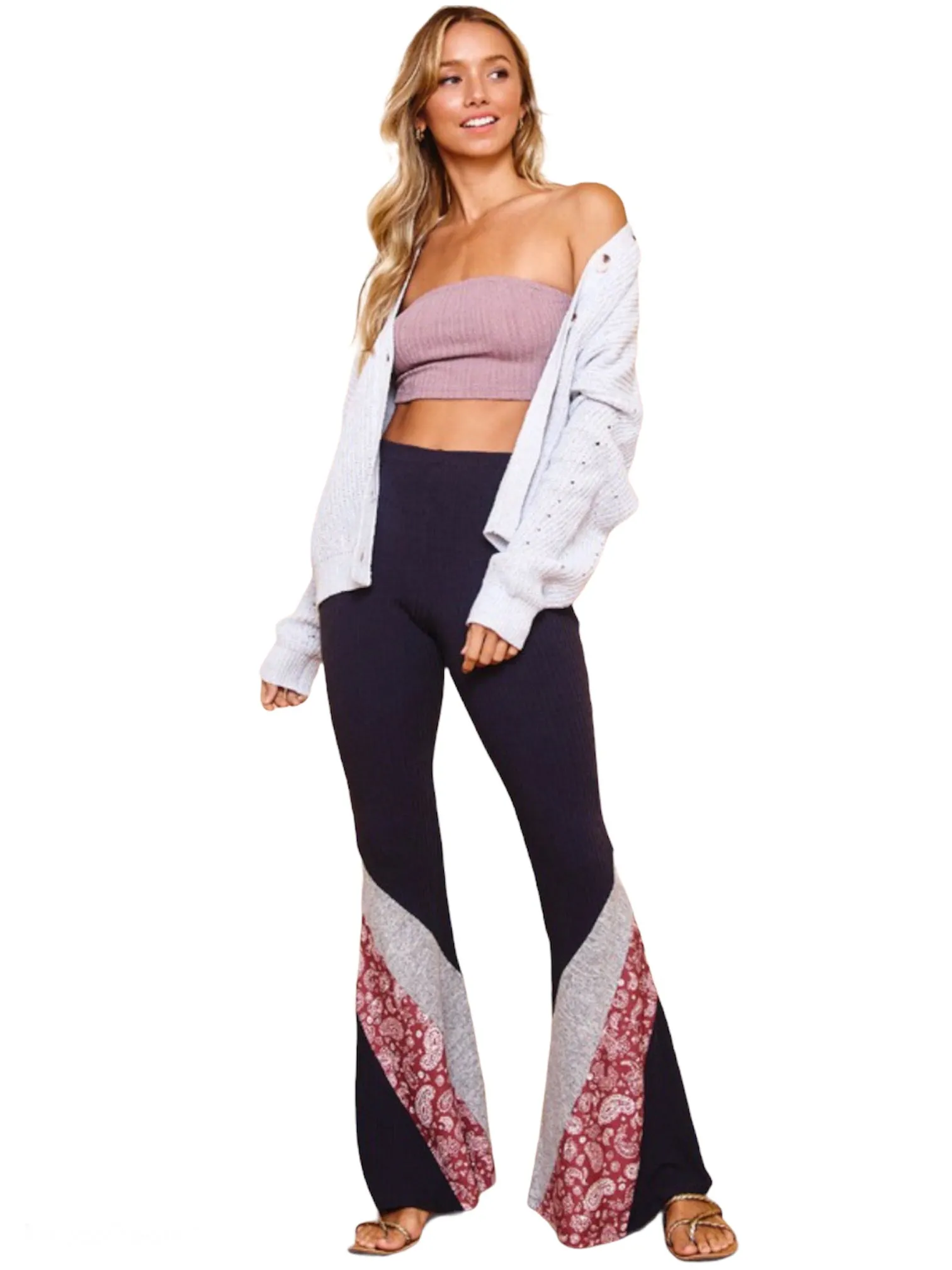 High Rise Paisley Flare Pants