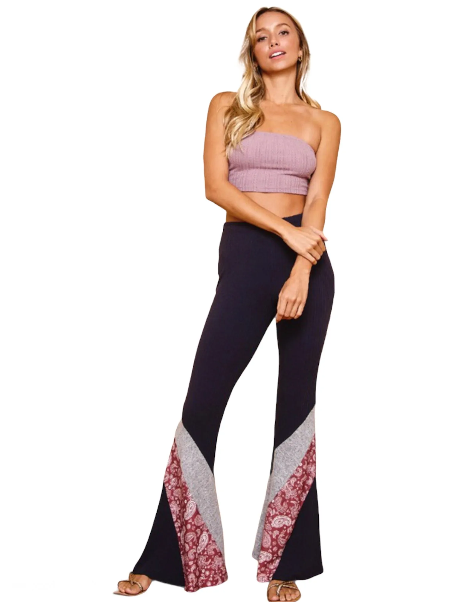 High Rise Paisley Flare Pants