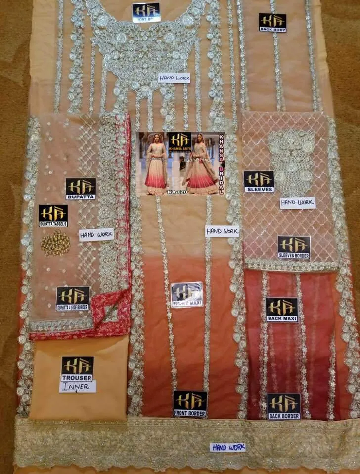 Indian Net Maxi - Embroidered Net Dupatta - Replica - Unstitched