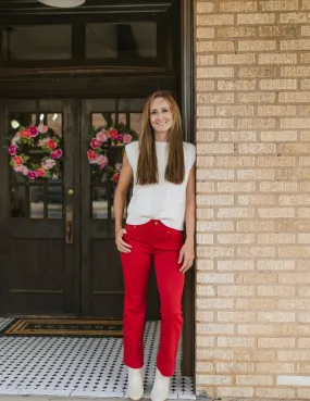 Liverpool Los Angeles Gia Crop Flare Pants in Carnelian Red