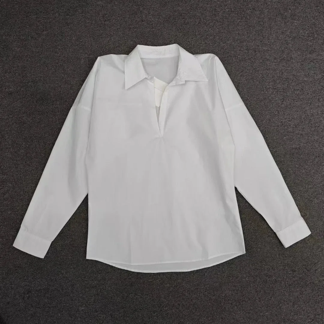 Loose Batwing White Buttons Spring Ladies Blouse