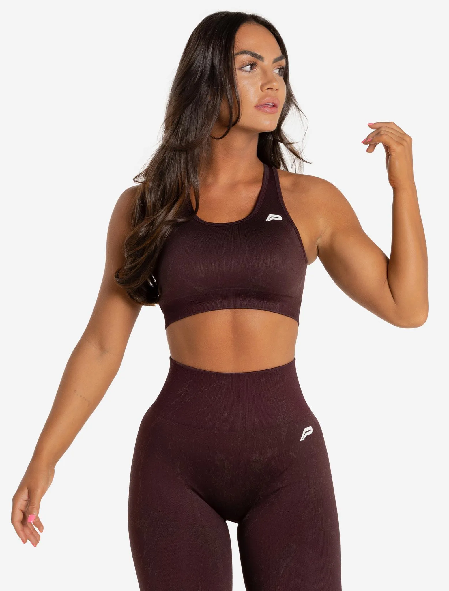 Marble Seamless Sports Bra - Black Cherry