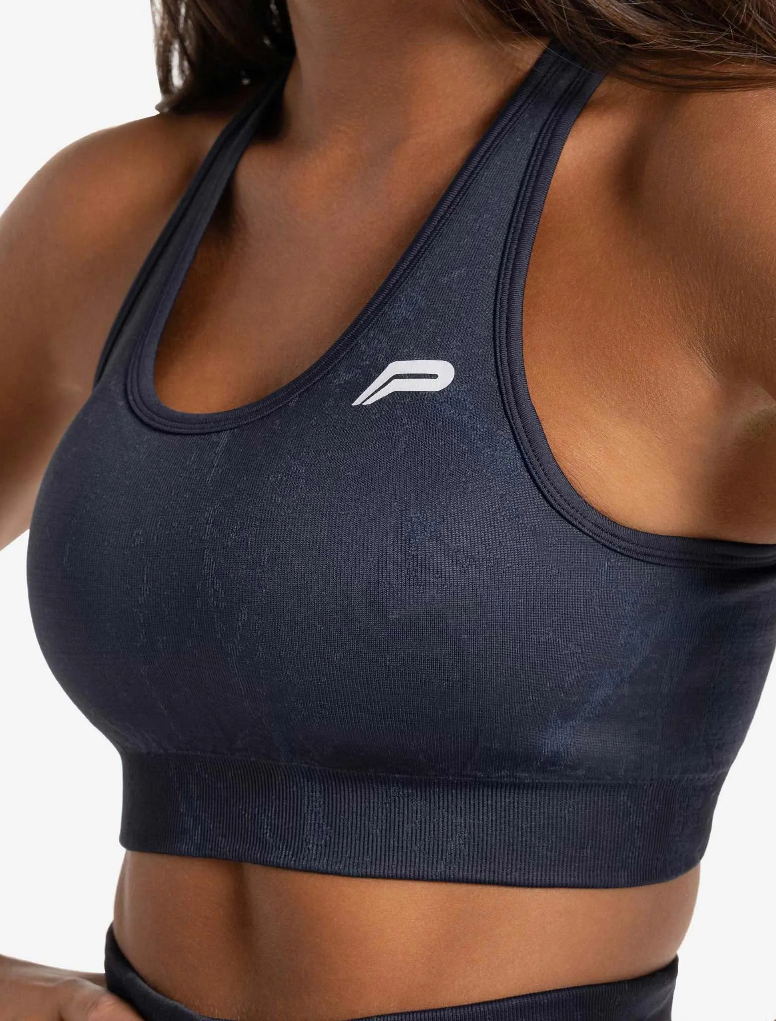 Marble Seamless Sports Bra - Navy