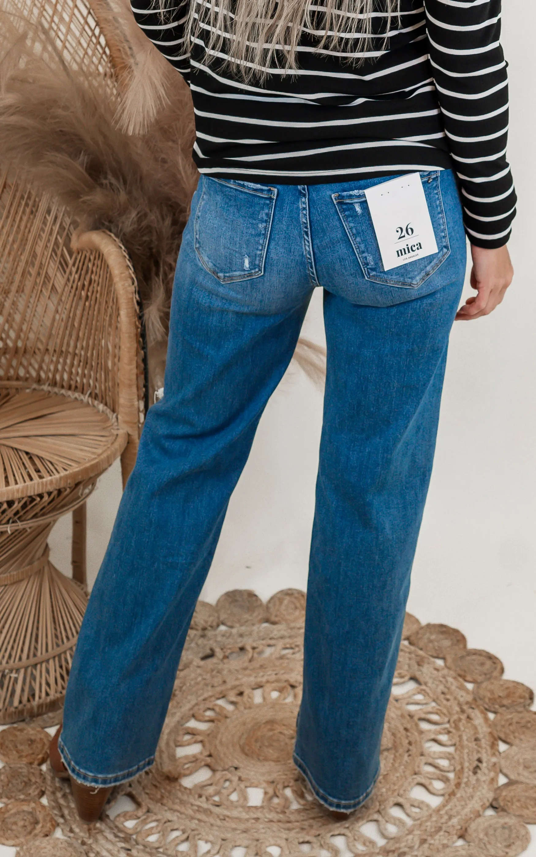 MICA | Independence High Rise Distressed Straight Denim Jean*