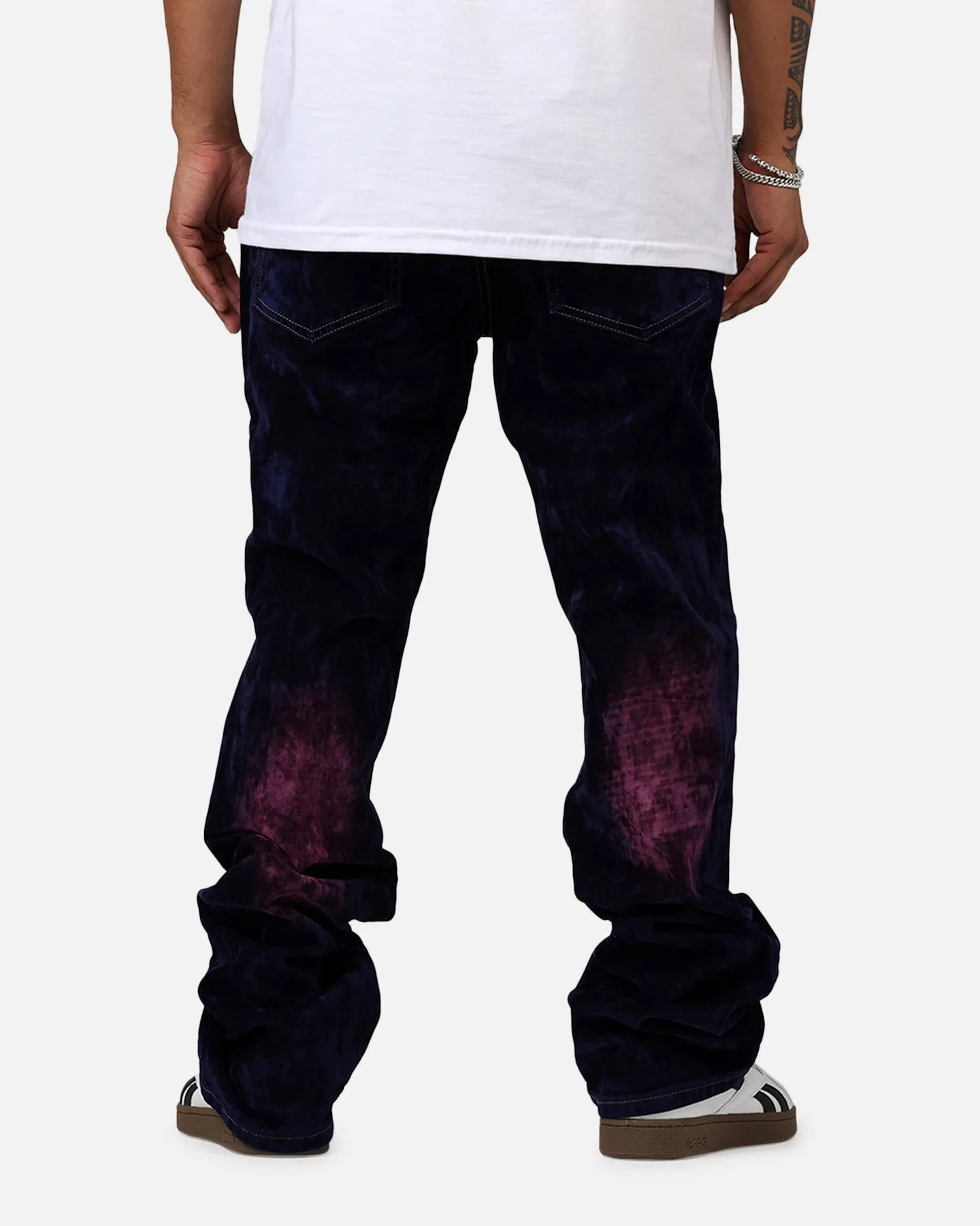 MNML B577 Suede Flare Denim Jeans Purple