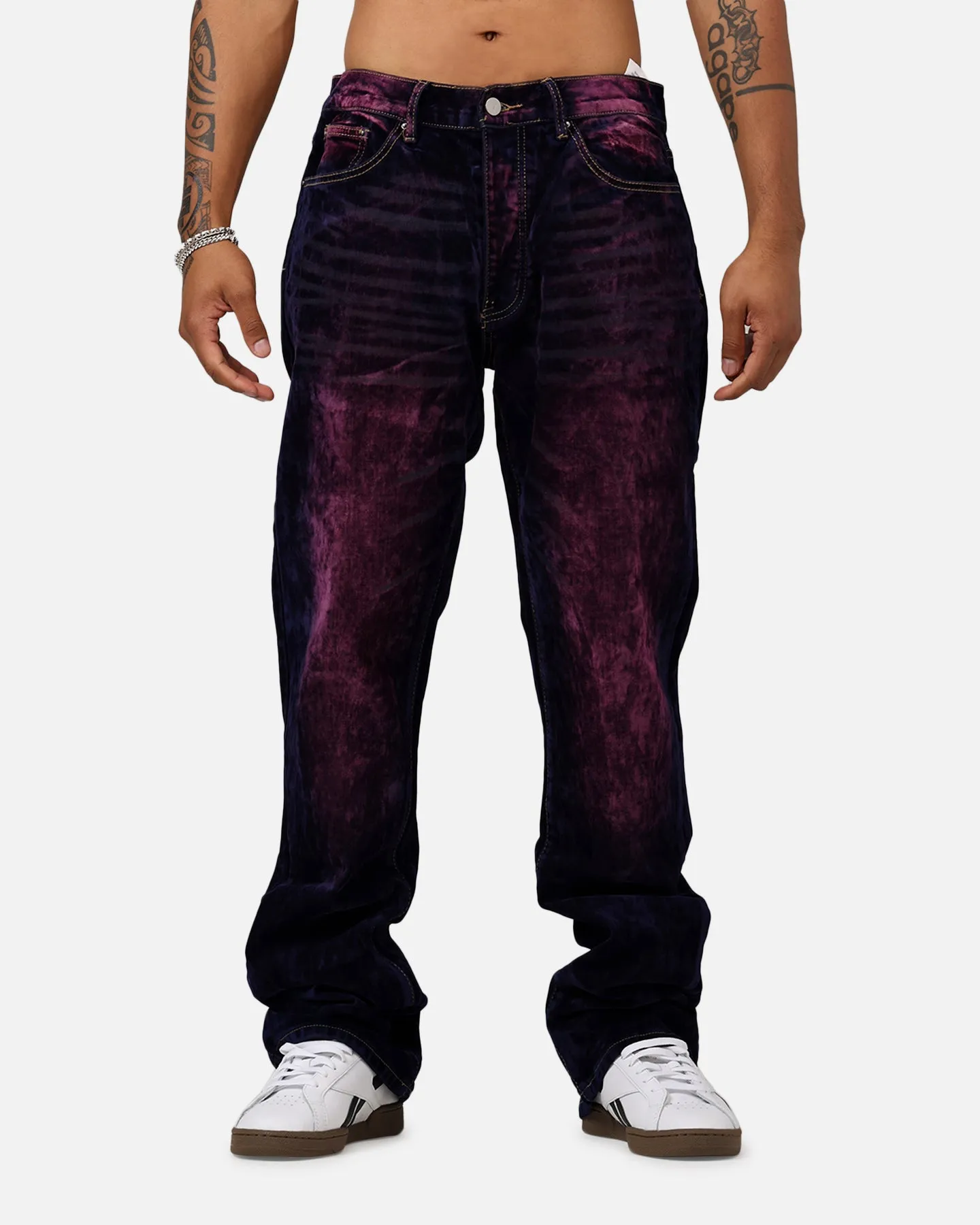 MNML B577 Suede Flare Denim Jeans Purple