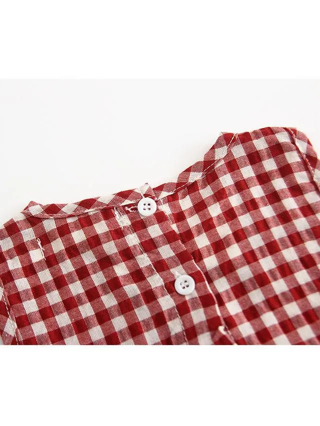 New Arrival Summer Sleeveless Plaid Baby Romper Dress