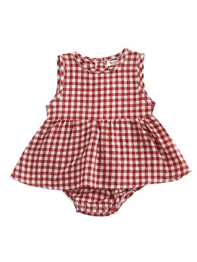 New Arrival Summer Sleeveless Plaid Baby Romper Dress