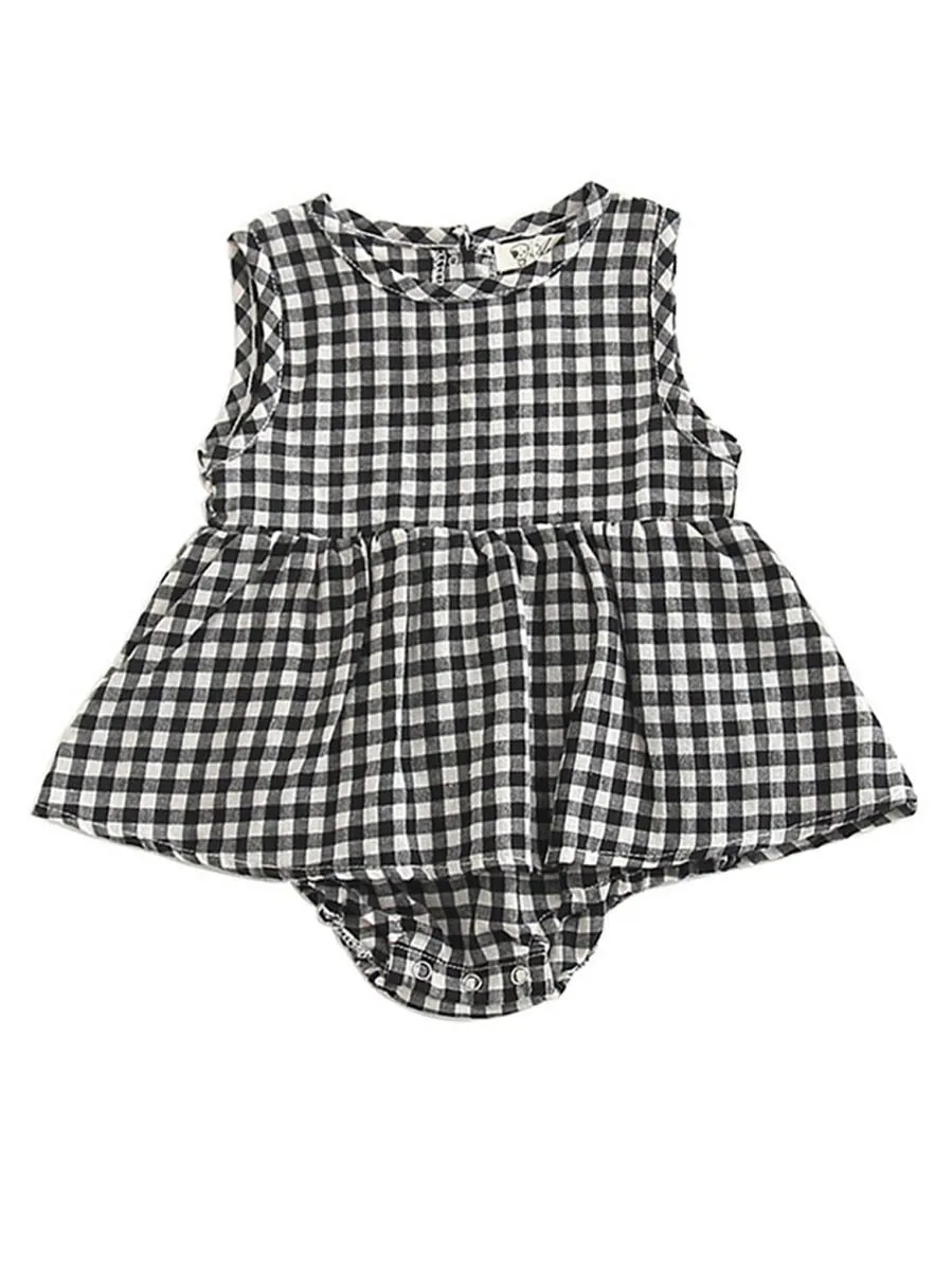 New Arrival Summer Sleeveless Plaid Baby Romper Dress