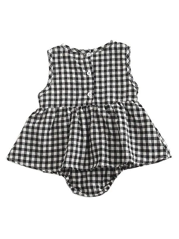 New Arrival Summer Sleeveless Plaid Baby Romper Dress