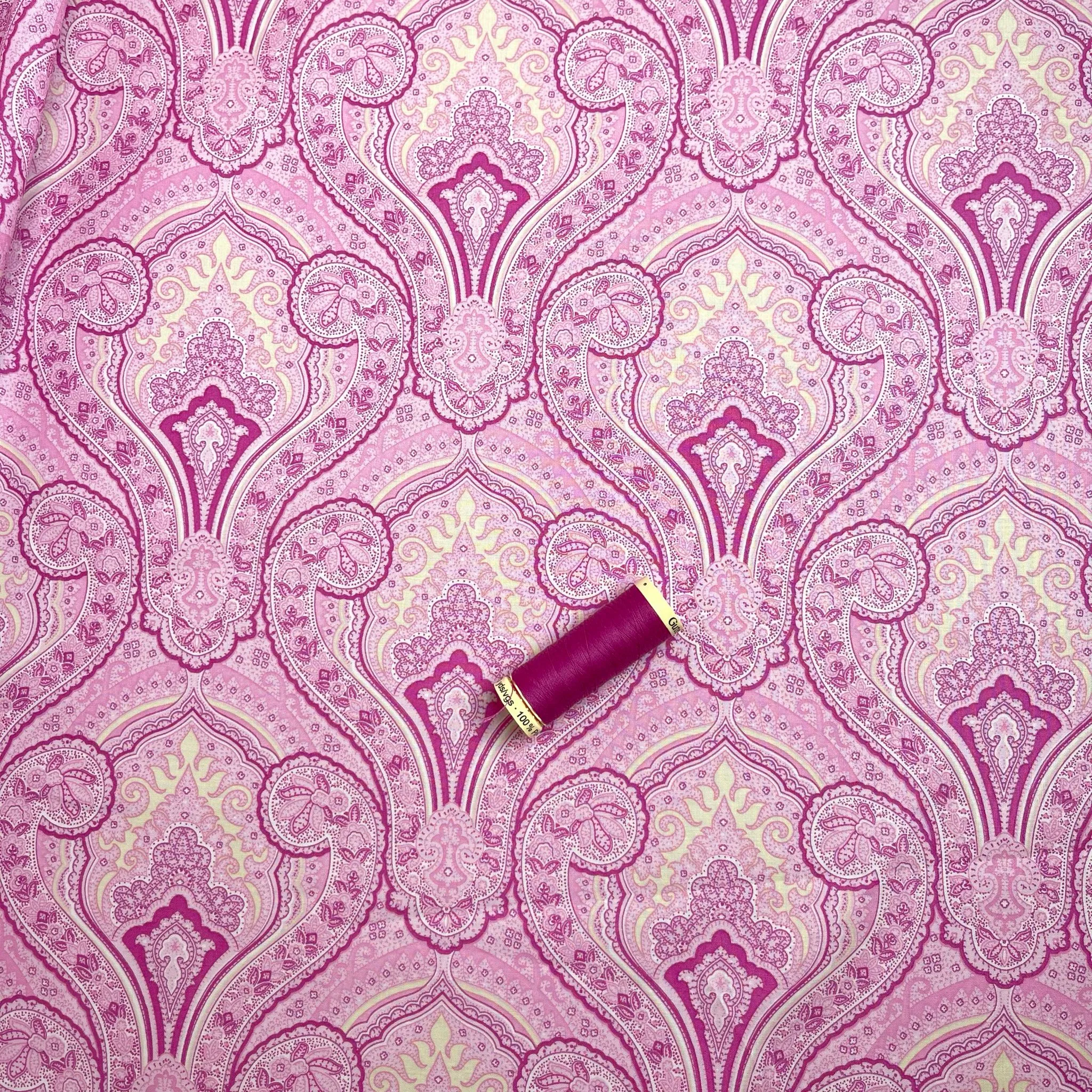 Pink Paisley Cotton Lawn Fabric