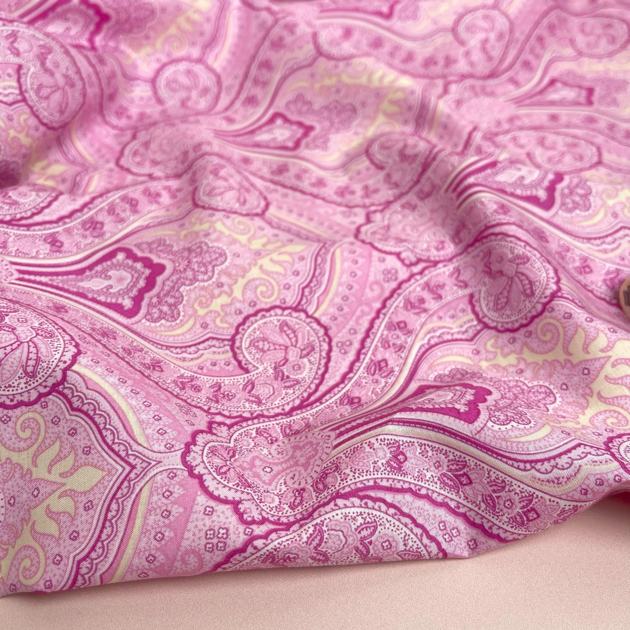 Pink Paisley Cotton Lawn Fabric