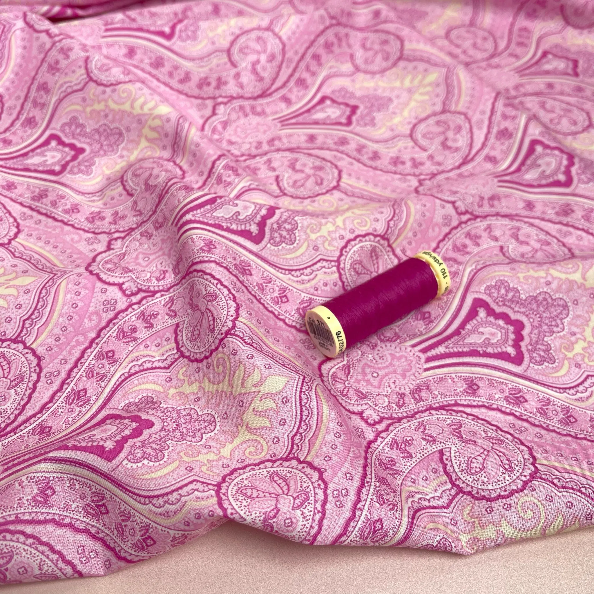 Pink Paisley Cotton Lawn Fabric