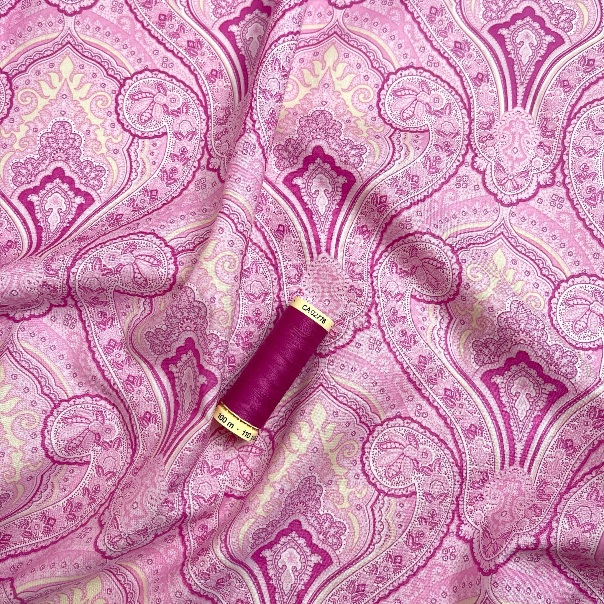 Pink Paisley Cotton Lawn Fabric