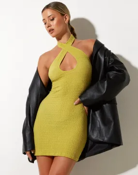 Ranima Bodycon Dress in Bubble Jersey Olive Oil